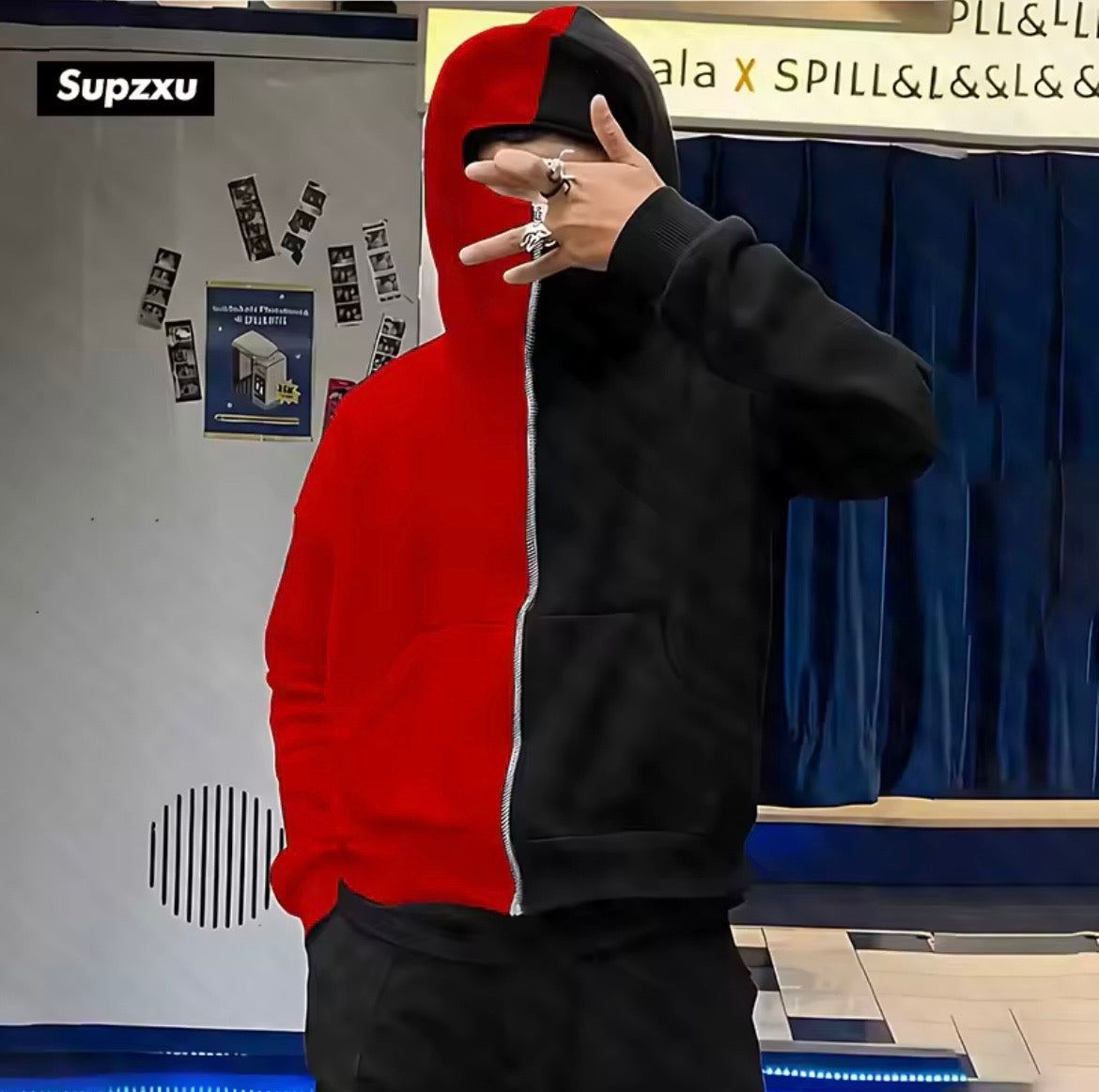 Buzo Full Zip Ninja Bicolor🥷🏻❤️🖤