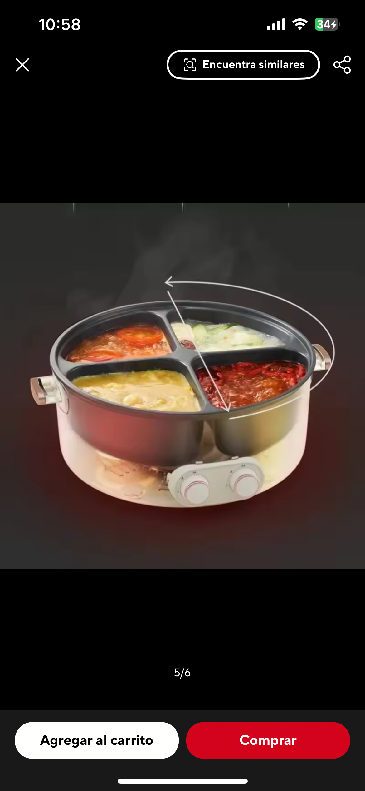 Olla eléctrica 6 Litros 4 Divisiones🍱